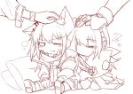  2girls animal_ears chibi dog dog_ears dog_tail fingerless_gloves girls_frontline gloves hug hug_from_behind m4a1_(girls_frontline) multiple_girls one_eye_closed petting puppy sleeping st_ar-15_(girls_frontline) tail yuutama2804 