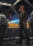  2017 anthro black_nose brown_fur canine clothed clothing detailed_background digital_media_(artwork) elite:dangerous fur latex_(artist) male mammal solo space wolf 