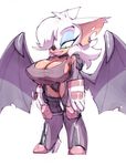  anthro bat big_breasts bigdad breasts chibi female hair makeup mammal mascara nipple_bulge rouge_the_bat sketch smile solo sonic_(series) standing wings 