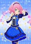  aikatsu_stars! blue_eyes blush dress pink_hair sakuraba_laura short_hair twintails 