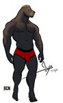  2016 abs anthro barefoot bgn biceps biped black_nipples boxers_(clothing) brown_fur brown_hair bulge clothed clothing digital_media_(artwork) front_view full-length_portrait fur hair male mammal marine mendo_(bgn) muscular muscular_male navel nipples pecs pinniped portrait red_bottomwear red_clothing red_underwear sea_lion short_hair signature simple_background solo standing topless underwear whiskers white_background 