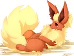  2011 blackfury blush cum cum_on_fur eeveelution female feral fingering fingering_self fire flareon lying masturbation nintendo on_back pok&eacute;mon pok&eacute;mon_(species) pussy_juice restricted_palette side_view simple_background solo vaginal vaginal_masturbation video_games white_background 