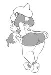  anthro bulge butt clothed clothing greyscale hair looking_back male monochrome nintendo paint pok&eacute;mon pok&eacute;mon_(species) simple_background smeargle smile solo somnamg standing tongue tongue_out video_games white_background 