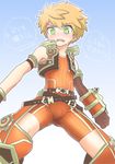  artist_request blush bodysuit character_request cosplay crotchless_pants gloves male_focus orange_hair rex_(xenoblade_2) rex_(xenoblade_2)_(cosplay) short_hair simple_background solo translation_request xenoblade_(series) xenoblade_2 