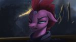  2017 armor blue_eyes blurred_background broken_horn edit equine eye_scar female fizzlepop_berrytwist_(mlp) hair horn mammal my_little_pony my_little_pony_the_movie one_eye_closed open_mouth outside paperdrop pink_hair portrait scar solo teeth tempest_shadow_(mlp) unicorn wallpaper 