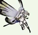  1girl aerie_(bravely_default) bikini black_gloves bravely_default:_flying_fairy bravely_default_(series) breasts fairy fairy_wings gloves grey_eyes grey_hair highres long_hair navel nonneim outstretched_arm pointy_ears side-tie_bikini sketch small_breasts smile solo swimsuit thigh_strap white_bikini white_swimsuit wings 