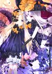  abigail_williams_(fate/grand_order) bangs black_bow black_dress black_gloves black_hat black_legwear black_panties blonde_hair bloomers blue_eyes blush bow bug butterfly commentary_request dress dual_persona elbow_gloves eye_contact fate/grand_order fate_(series) gloves glowing hair_bow hand_on_another's_face hat hat_bow highres holding holding_stuffed_animal insect iroha_(shiki) kneehighs long_hair long_sleeves looking_at_another looking_at_viewer multiple_girls orange_bow pale_skin panties parted_bangs parted_lips polka_dot polka_dot_bow red_eyes revealing_clothes sleeves_past_wrists stuffed_animal stuffed_toy teddy_bear tentacles topless underwear very_long_hair white_bloomers white_hair witch_hat 