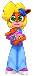  anthro black_nose clothing coco_bandicoot computer crash_bandicoot_(series) female footwear green_eyes holding_object laptop mammal marsupial solo video_games yapwee young 