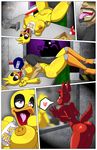  &lt;3 2015 4_fingers abdominal_bulge ahegao animatronic anthro areola avian beak being_watched bib big_breasts bird black_nose breast_suck breasts canine chica_(fnaf) chicken comic crossgender duo_focus erect_nipples eye_patch eyewear feathers female five_nights_at_freddy&#039;s fox foxy_(fnaf) fucked_silly fur group hat hi_res hook human looking_pleasured lying machine male male/female mammal mike_schmidt nipples office on_back on_glass party_hat penis purple_eyes pussy rear_view red_fur robot security_guard sex sucking t table_lotus_position thegeckoninja tongue tongue_out video_games white_eyes yellow_feathers 
