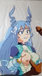  1girl between_breasts blue_eyes blue_hair blush bodysuit boku_no_hero_academia breast_hold breasts censored clenched_teeth cum cum_on_breasts dark_skinned_male facial hadou_nejire hasamimushi hetero interracial medium_breasts nipples one_breast_out penis rape tears torn_bodysuit 