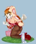 anthro basket breasts bunny_costume carrying clothing container costume dildo easter female footwear hi_res high_heels holidays kneeling lagomorph legwear leporid mammal pantyhose polka_dots rabbit rokkerth sega sex_toy solo sonic_the_hedgehog_(series) sparkles vanilla_the_rabbit