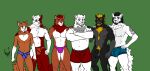 adult anthro boxer_(disambiguation) brother_(lore) brothers_(lore) canid canine clothing eyewear father_(lore) fox glasses grandfather_(lore) grandparent_(lore) group hi_res hunterramirez male male/male mammal mature_(disambiguation) muscular nephew_(lore) parent_(lore) sibling_(lore) smile thong underwear young