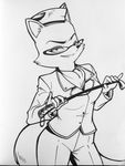  anthro black_and_white breasts canine clothing eyelashes eyewear female fox glasses hat looking_at_viewer lt._fox_vixen makeup mammal military_uniform monochrome riding_crop robotto sek_studios smile solo squirrel_and_hedgehog uniform whip 