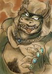  anthro claws dragon facial_hair hi_res horn kas20241013 looking_at_viewer male musclegut muscular muscular_male mustache pubes sharp_teeth solo teeth tongue tongue_out カス 