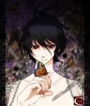  1boy black_hair bug butterfly chou_shittou_caduceus cr-s01 nude red_eyes 