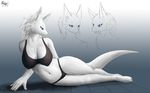  anthro big_breasts breasts canine clothing dragon female fox fur hi_res invalid_color invalid_tag lizard lying mammal nipples platrev reptile scalie simple_background solo swimsuit 