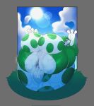 2022 3_toes anthro anus balls big_balls big_butt biped butt derius digital_media_(artwork) egg feet genitals green_yoshi hi_res huge_balls huge_butt huge_thighs hyper hyper_balls hyper_butt hyper_genitalia hyper_hips hyper_thighs male mario_bros musk musk_clouds nintendo perineum rear_view simple_background smile solo thick_thighs toes wide_hips yoshi