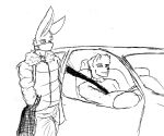 albino albino_rabbit anthro bag bear bernard_berrisford british brown_bear caesarmeow car clothing cold couple driving duo england frederick_lopez grizzly_bear hi_res jacket lagomorph leporid male male/male mammal rabbit shopping topwear ursine vehicle