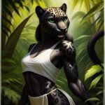 ai_generated anthro clothed clothing felid female frosting mammal pantherine pose solo
