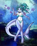  anthro anthrofied big_breasts breasts camel_toe female fish fish_tail hair looking_at_viewer marine myrl shark simple_background smile sobegrrl solo 