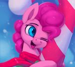  2017 earth_pony equine female feral friendship_is_magic hair horse mammal my_little_pony one_eye_closed open_mouth pink_hair pinkie_pie_(mlp) pony rodrigues404 solo 