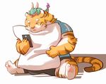  anthro cute dragon eastern_dragon feline kemono lindong mammal micro phone scalie size_difference small_(disambiguation) tiger 