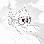1:1 absurd_res clothed clothed_feral clothing cloud equid equine eyewear female feral flying friendship_is_magic goggles greyscale hair hasbro hi_res hooves mammal monochrome my_little_pony pabbley pegasus purple_eyes rainbow_dash_(mlp) sky solo spot_color wings