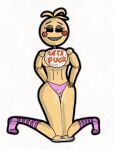  arms_behind_back chica crotch_rub female_masturbation five_nights_at_freddy&#039;s kneeling knees_together_feet_apart masturbation non-web_source panties pussy pussy_juice socks thighs toy_chica underwear 