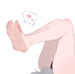 1girl absurdres barefoot feet fenrir_(fenriluuu) foot_focus heart highres nail_polish pink_nails solo speech_bubble spoken_heart toenail_polish toenails 