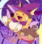 3_toes ambiguous_gender biped clothing duo fangs feet feral generation_1_pokemon generation_6_pokemon hat headgear headwear hi_res nintendo one_eye_closed open_mouth open_smile pokemon pokemon_(species) pumpkaboo raichu smile tail teeth toes witch_hat yuki_oto