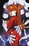  1girl 3boys ass blue_eyes bodysuit brown_hair groping highres interface_headset long_hair looking_at_viewer mass_production_eva mecha multiple_boys muscular muscular_male neon_genesis_evangelion optionaltypo orange_hair plugsuit red_bodysuit robot solo_focus souryuu_asuka_langley the_end_of_evangelion two_side_up veins veiny_arms 