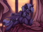  2017 blackfury blush cutie_mark equine feathered_wings feathers feral friendship_is_magic fur hair horn mammal my_little_pony princess_luna_(mlp) winged_unicorn wings 