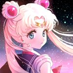  1girl bishoujo_senshi_sailor_moon blue_eyes blue_sailor_collar choker circlet crescent crescent_earrings earrings gem heart heart_choker highres jewelry koharumichi lips red_choker red_gemstone sailor_collar sailor_moon sailor_senshi_uniform shirt smile solo tsukino_usagi white_shirt 