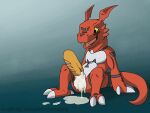 2016 2_toes 2d_animation 3_fingers 4:3 after_orgasm animated anthro arm_support baguette balls bandai_namco biped bodily_fluids bread breath cum cum_on_balls cum_on_food cum_on_ground cum_on_penis cum_on_self cute_fangs digimon digimon_(species) digital_hazard dripping erection feet fingers food food_fetish food_penetration food_play frame_by_frame genital_fluids genitals gradient_background guilmon head_wings improvised_sex_toy in_bread infurnalarts inverted_zero_unit looking_down loop male markings membrane_(anatomy) membranous_wings nude open_mouth oscar_the_purrloin panting penis puddle red_body red_scales scales scalie short_playtime signature simple_background sitting solo spread_legs spreading symbol toes wings yellow_eyes zero_unit