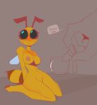 anthro arthropod bee blush bottle breasts container female grayteshrimp hymenopteran insect simple_background solo speech_bubble wings