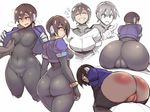  1girl aile angry anus ass blush bodysuit breast_grab breasts brown_hair cameltoe capcom covered_navel cropped_jacket curvy erect_nipples expressions fat_mons female from_behind gloves grabbing green_eyes grin headgear huge_ass looking_at_viewer looking_back medium_breasts multiple_views navel nipples no_pants open_mouth photoshop pointing robot_ears rockman rockman_zx short_hair sketch skin_tight smile thick_thighs thighs upscaled wide_hips zako_(arvinry) 
