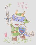  2017 chibi cute dragon fluffy horn hylian_shield invalid_tag male master_sword melee_weapon nintendo rupee shield sirokitten solo sword tagme the_legend_of_zelda video_games weapon とらキトン 