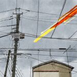  building cloud cloudy_sky highres house iida_kento meteor no_humans original outdoors power_lines scenery sky urban utility_pole 