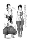  1girl ass big_ass black_hair breasts from_behind jeans large_breasts mayoi89g open_mouth original plump puffy_nipples smile tagme thick_thighs thighs 
