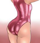  absurdres arms_up ass boogy_(mnmnjuguna) commentary from_behind gradient gradient_background head_out_of_frame highres legs_together lower_body one-piece_swimsuit original pink_swimsuit shiny shiny_clothes shiny_swimsuit solo swimsuit taut_clothes taut_swimsuit 