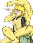  1girl blonde_hair blush clothed drooling hypno open_mouth pokaan_(aserazu_netamazu) pokemon simple_background white_background yellow_(pokemon) 