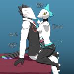 absurd_res anthro avian blush bottomwear breast_squish breasts clothed clothed/nude clothed_male clothed_male_nude_female clothing collared_shirt darkner deltarune dialogue duo english_text feet felid female foreskin furniture genitals gloves handwear hi_res humanoid_feet lube lube_on_penis lube_on_tail machine male male/female mammal medium_breasts multicolored_tail muscular muscular_male necktie nude nude_female ottoman pants penis plantigrade rainbow_tail retracted_foreskin robot seductive sex simple_background sitting sitting_in_lap squish stirrup_leggings stirrup_stockings swatch_(deltarune) tail tail_around_penis tail_fetish tail_play tail_sex tailjob tasque_manager text topwear undertale_(series) urethral vein veiny_penis vest xevv
