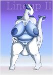 anthro areola belly big_areola big_breasts breasts curvy_figure digital_media_(artwork) female generation_2_pokemon genitals hand_on_hip hand_on_leg hand_on_thigh hi_res huge_breasts krowbutt legendary_pokemon looking_at_viewer lugia navel nintendo nipples nude overweight overweight_anthro overweight_female plump_labia pokemon pokemon_(species) pokemorph pussy sagging_breasts simple_background slightly_chubby solo spread_legs spreading standing tail thick_thighs wide_hips
