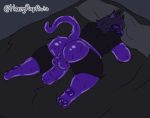 anthro bed big_penis cat_protogen furniture genitals goo_creature hornypurpproto huge_penis hyper hyper_genitalia hyper_penis machine male nude pawpads penis protogen sleeping slime slime_penis solo under_covers vix_(hornypurpproto)