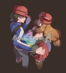  1boy 1girl blonde_hair calem_(pokemon) eyelashes hat highres long_hair nyantcha open_mouth pokemon pokemon_legends:_z-a pokemon_xy serena_(pokemon) shirt short_hair sleeveless smile sunglasses thighhighs 