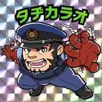  1boy :d bara bulge colored_skin deformed facial_hair forked_eyebrows goatee gradient_skin hachimaki hat headband highres large_pectorals long_sideburns male_focus mature_male muscular muscular_male mutton_chops nejiri_hachimaki outstretched_arm outstretched_arms pectorals police police_hat police_uniform policeman red_skin short_hair sideburns smile solo spread_arms tajikarao_(housamo) teriyaki_(gqtne7ymkx71079) thick_eyebrows tokyo_afterschool_summoners tusks uniform 