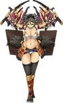  artist_request breasts brown_hair cleavage dual_wielding full_body holding holding_sword holding_weapon katana large_breasts midriff navel official_art oshiro_project oshiro_project_re saga_(oshiro_project) sheath short_hair solo sword transparent_background unsheathing weapon 