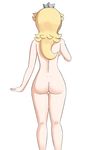  ass back backboob bare_shoulders blonde_hair breasts crown curvy from_behind hand_up highres hips large_ass large_breasts legs long_hair mini_crown nice_ass nude pussy rosetta_(mario) sarukaiwolf shiny_skin simple_background standing super_mario_bros. super_mario_galaxy thick_thighs thighs uncensored white_background 