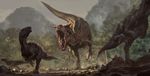  2017 carnotaurus day detailed_background digital_media_(artwork) dinosaur open_mouth outside raph04art sky teeth theropod tongue 