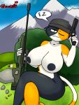 anthro bandanna bandanna_only big_breasts big_butt black_body black_fur black_nipples breasts butt calico_cat chaningham countershade_face countershade_tail countershade_torso countershading crossed_legs curvy_figure domestic_cat ear_piercing epic_games family_guy felid feline felis female fortnite fur gun handgun hi_res holding_gun holding_object holding_ranged_weapon holding_weapon human kerchief kerchief_only looking_at_viewer mammal meow_skulls_(fortnite) mostly_nude nipples one_eye_closed orange_body orange_fur outside peter_griffin piercing ranged_weapon rifle smile smiling_at_viewer smug smug_face sniper_rifle solo speech_bubble tail thick_thighs voluptuous weapon white_body white_fur wide_hips yellow_eyes